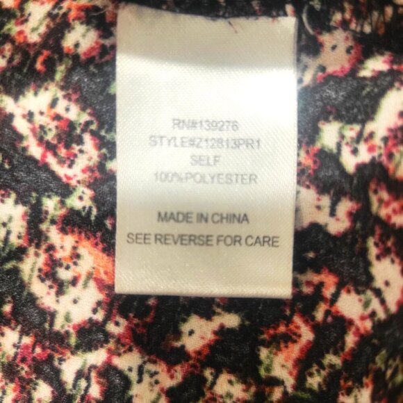 Daniel Rainn Short Pleated Sleeved Black/Red/Pink Floral Blouse - Size M - Picture 8 of 9